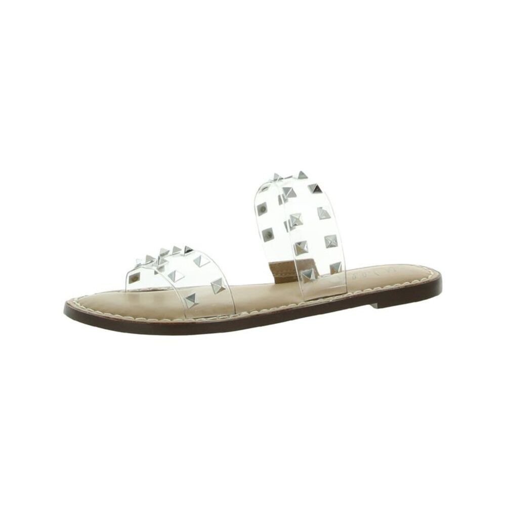 WILD PAIR Womens Clear Double Band Ginniev Round Toe Slip On Slide Sandals 7 M